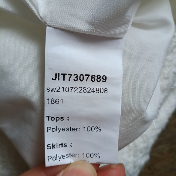 Shein White Tweed Pencil Skirt & Crop Top Size L - Picture 6 of 6